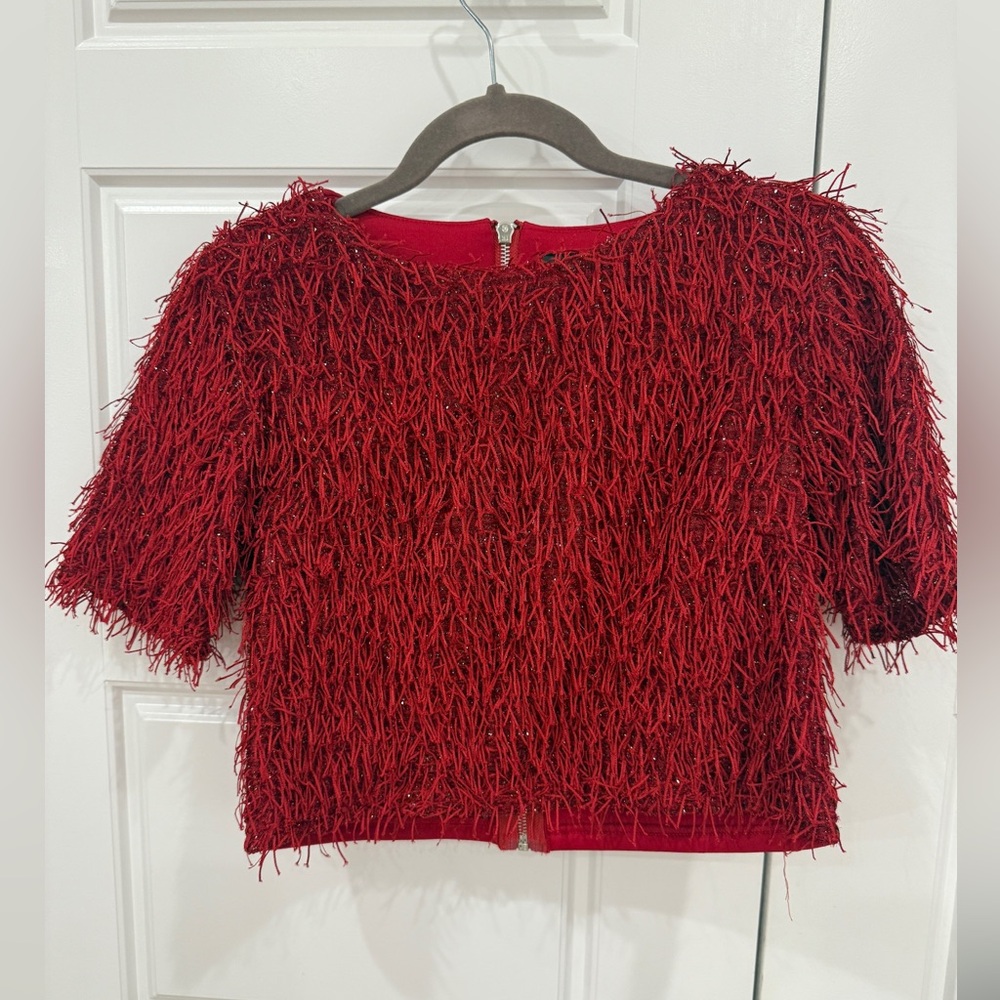 Gracia Vibrant Red Textured Top